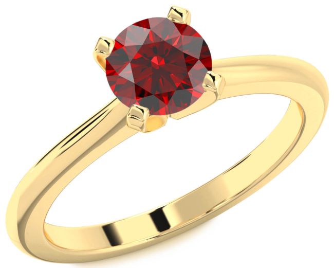 Garnet Gold Round Solitaire Engagement Ring