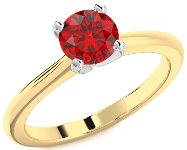 Ruby Platinum & Yellow Gold Round Solitaire Engagement Ring