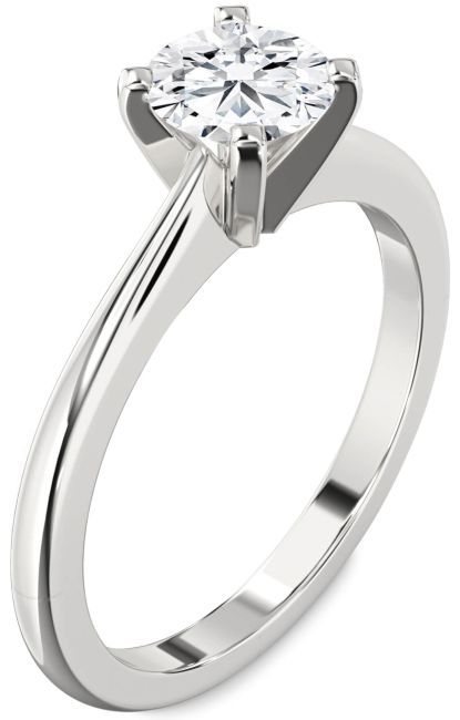 Lab Diamond Silver Round Solitaire Engagement Ring