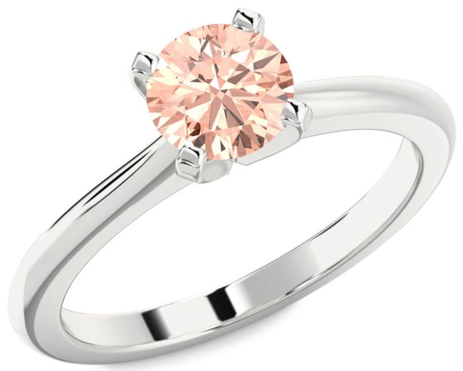 Morganite Silver Round Solitaire Engagement Ring