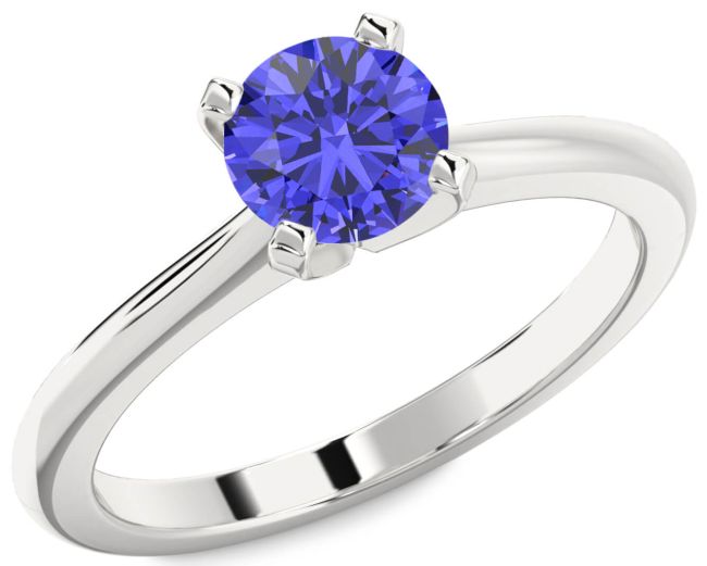 Tanzanite Silver Round Solitaire Engagement Ring