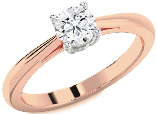 Diamond Rose Gold Silver Round Solitaire Engagement Ring
