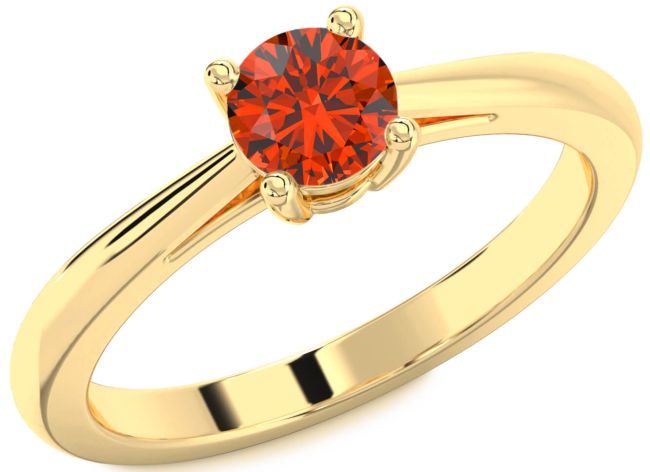 Fire Opal Gold Silver Round Solitaire Engagement Ring