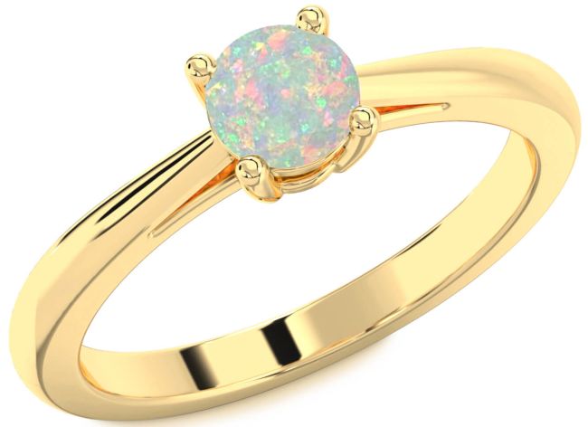 Opal Gold Round Solitaire Engagement Ring