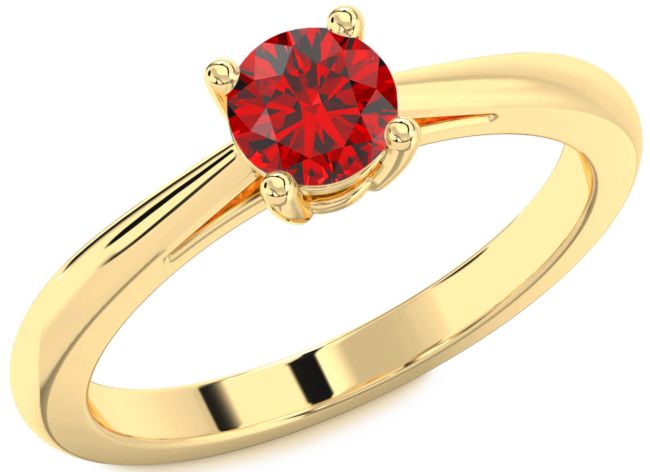 Ruby Gold Round Solitaire Engagement Ring