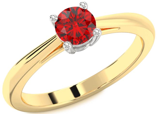 Ruby Gold Silver Round Solitaire Engagement Ring
