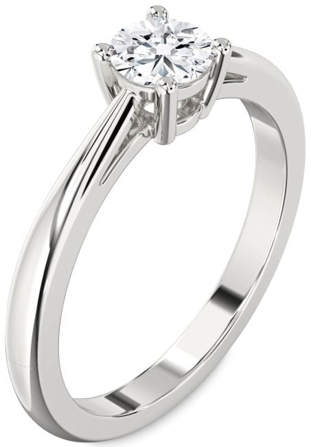 Lab Diamond Silver Round Solitaire Engagement Ring
