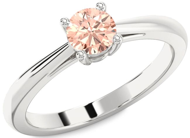 Morganite Silver Round Solitaire Engagement Ring