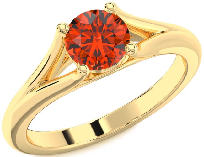 Fire Opal Gold Silver Round Solitaire Engagement Ring