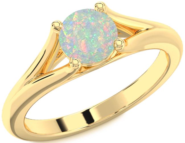 Opal Gold Round Solitaire Engagement Ring