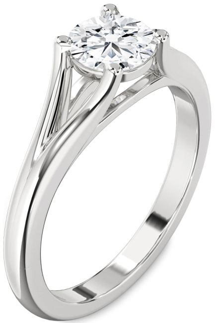 Lab Diamond Silver Round Solitaire Engagement Ring
