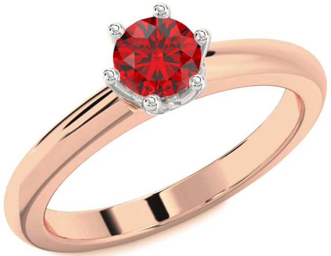 Ruby White Rose Gold Round Solitaire Engagement Ring