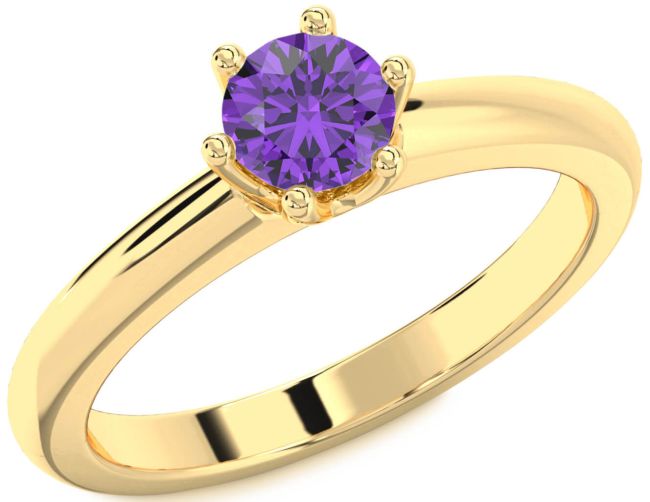 Amethyst Gold Round Solitaire Engagement Ring