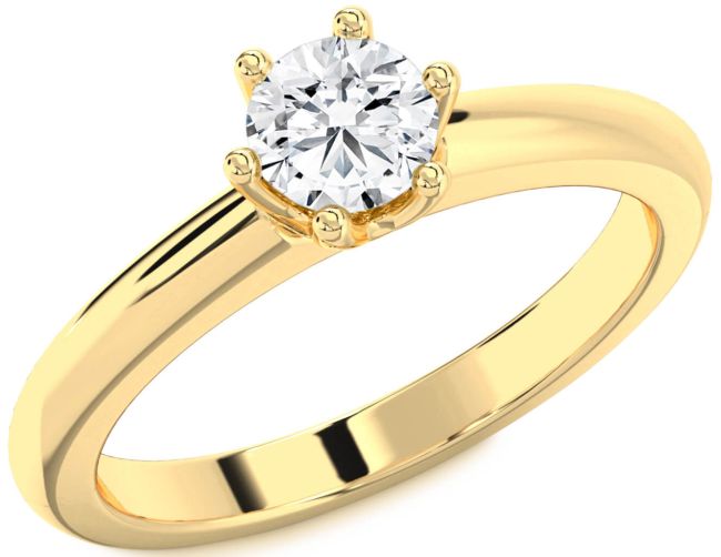 Diamond Gold Round Solitaire Engagement Ring
