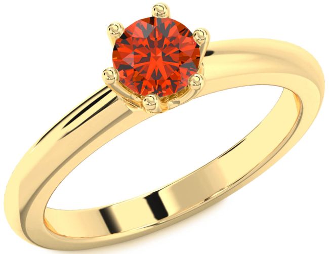 Fire Opal Gold Round Solitaire Engagement Ring