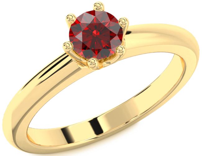 Garnet Gold Silver Round Solitaire Engagement Ring