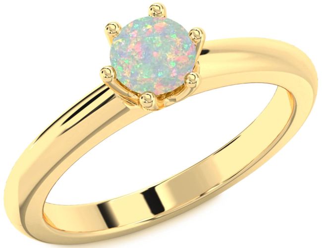 Opal Gold Round Solitaire Engagement Ring