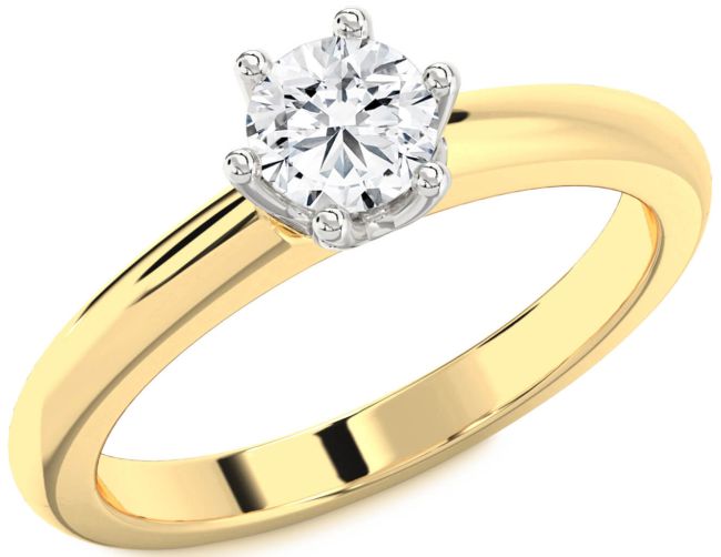 Diamond Gold Silver Round Solitaire Engagement Ring
