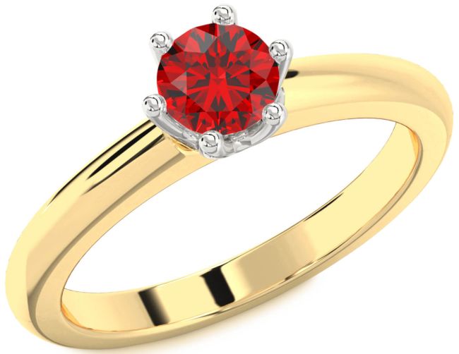 Ruby Gold Silver Round Solitaire Engagement Ring