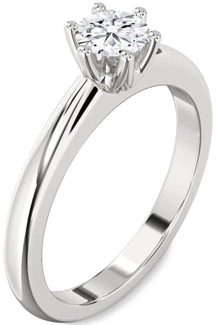 Lab Diamond Silver Round Solitaire Engagement Ring