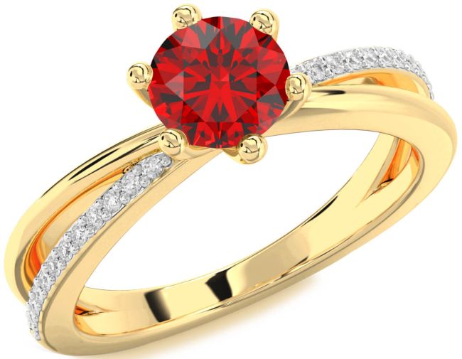 Diamond Ruby Gold Silver Round Solitaire Engagement Ring