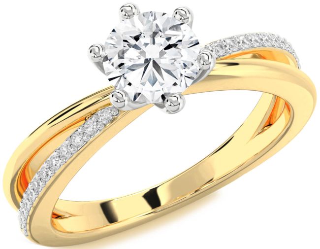 Diamond Platinum & Yellow Gold Round Solitaire Engagement Ring