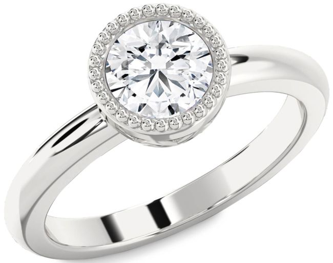 Diamond Silver Round Vintage Engagement Ring