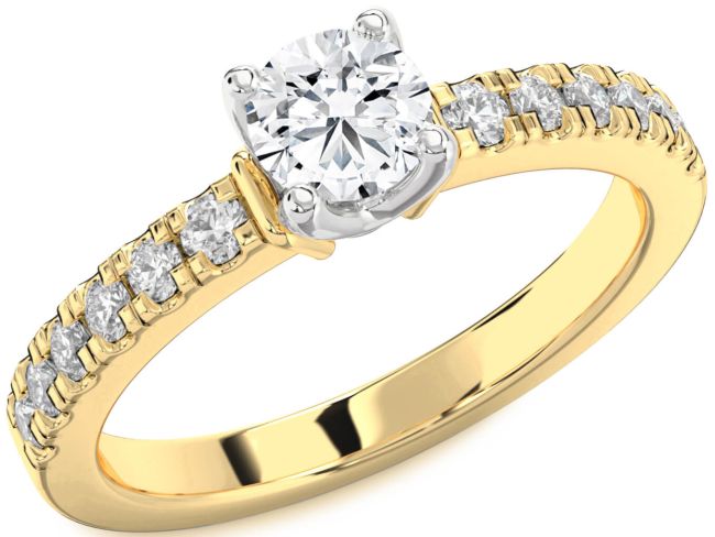 Diamond Platinum & Yellow Gold Round Solitaire Engagement Ring