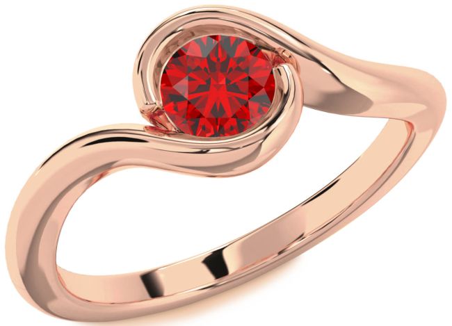 Ruby Rose Gold Silver Round Solitaire Engagement Ring