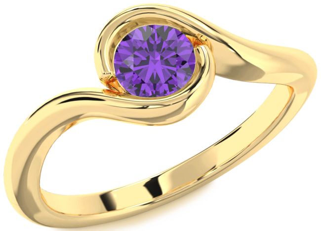 Amethyst Gold Round Solitaire Engagement Ring