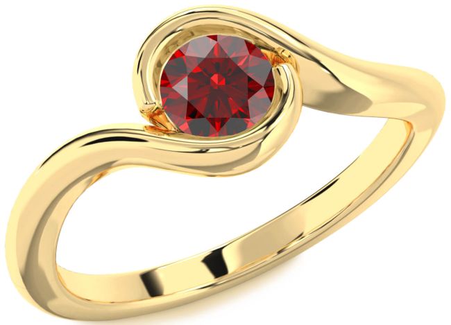 Garnet Gold Round Solitaire Engagement Ring