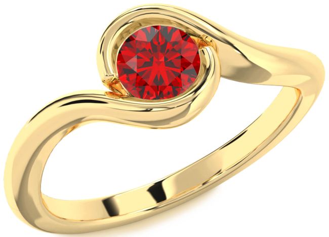 Ruby Gold Round Solitaire Engagement Ring