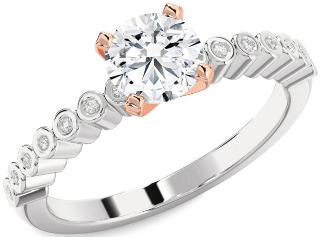 Diamond White Rose Gold Round Solitaire Engagement Ring