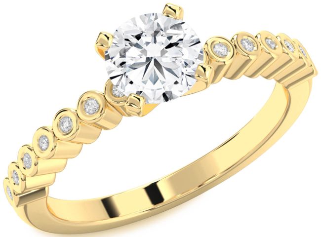 Diamond Gold Silver Round Solitaire Engagement Ring