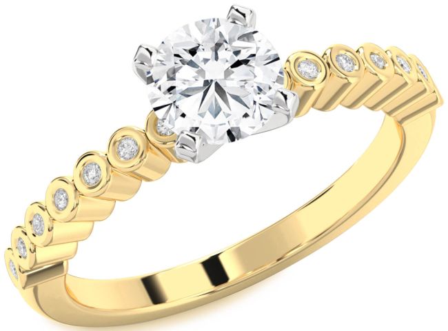 Diamond White Yellow Gold Round Solitaire Engagement Ring