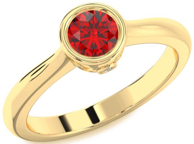 Diamond Ruby Gold Silver Round Solitaire Engagement Ring