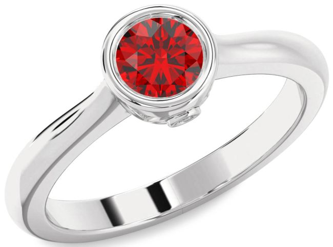 Diamond Ruby Platinum Round Solitaire Engagement Ring