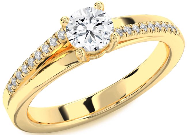 Diamond Gold Round Solitaire Engagement Ring