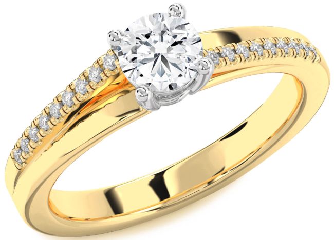 Diamond Platinum & Yellow Gold Round Solitaire Engagement Ring