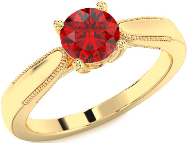 Ruby Gold Round Vintage Engagement Ring