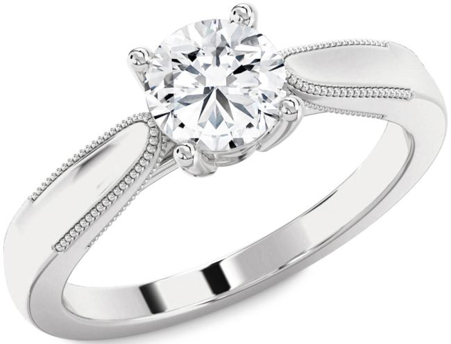 Diamond Platinum Round Vintage Engagement Ring