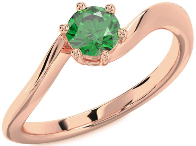 Emerald Rose Gold Round Solitaire Engagement Ring