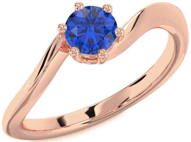 Blue Sapphire Rose Gold Round Solitaire Engagement Ring