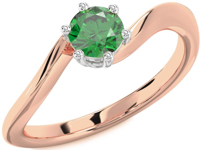 Emerald Platinum & Rose Gold Round Solitaire Engagement Ring