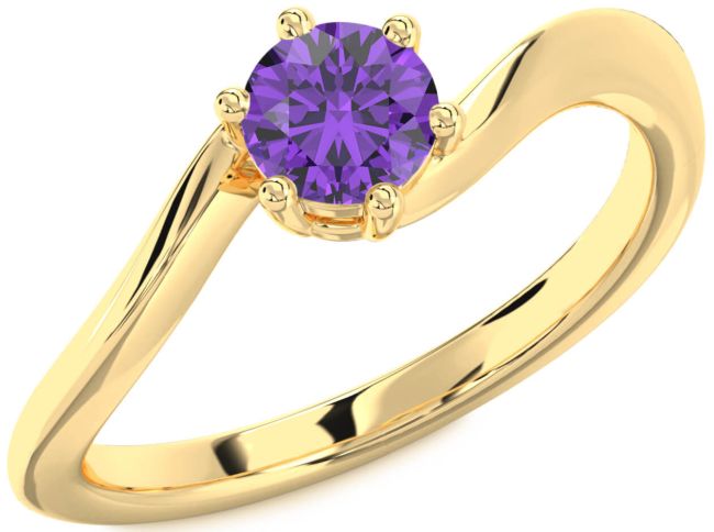 Amethyst Gold Round Solitaire Engagement Ring