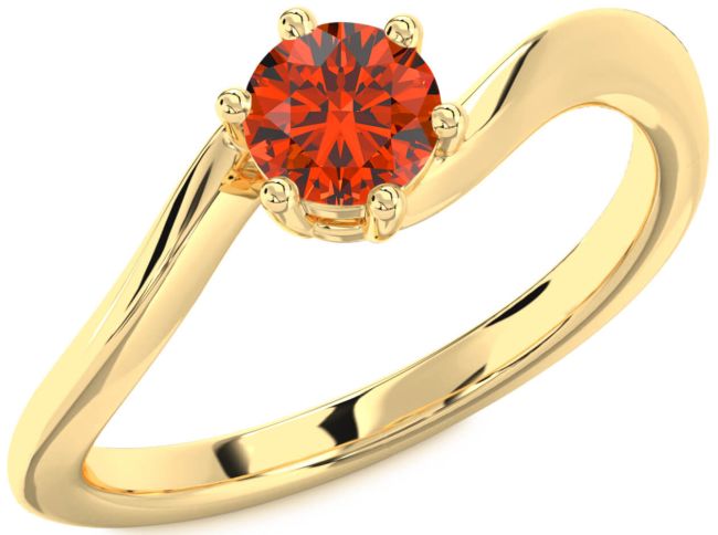 Fire Opal Gold Round Solitaire Engagement Ring