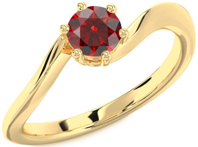 Garnet Gold Round Solitaire Engagement Ring