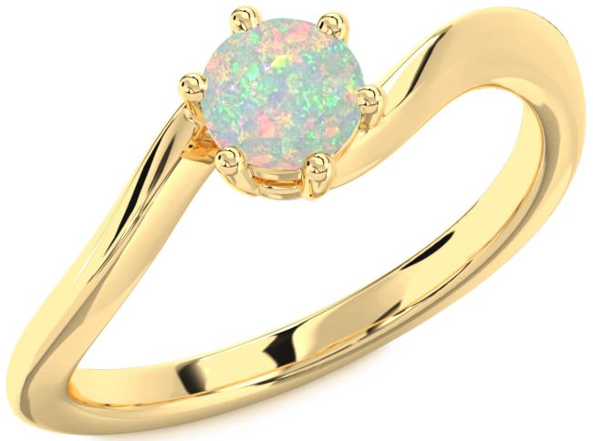 Opal Gold Round Solitaire Engagement Ring