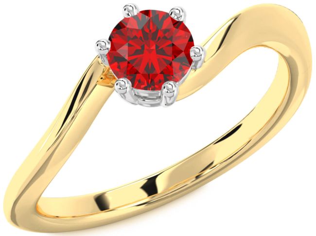 Ruby Gold Silver Round Solitaire Engagement Ring
