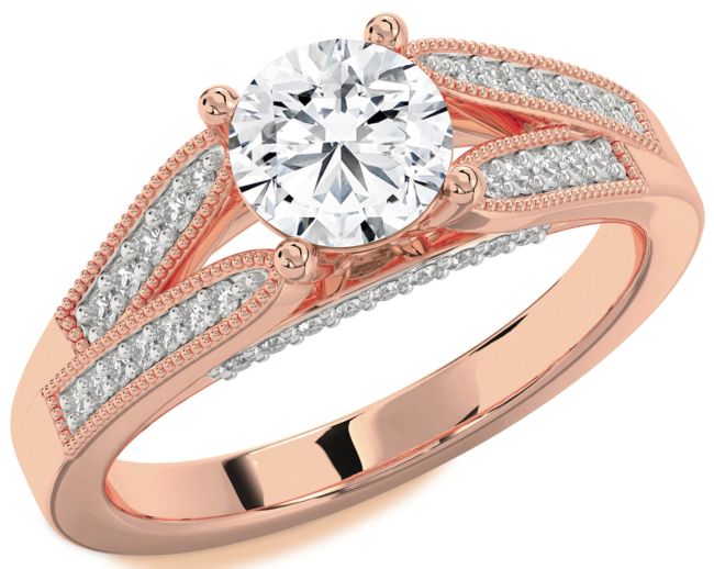 Diamond Rose Gold Round Vintage Engagement Ring